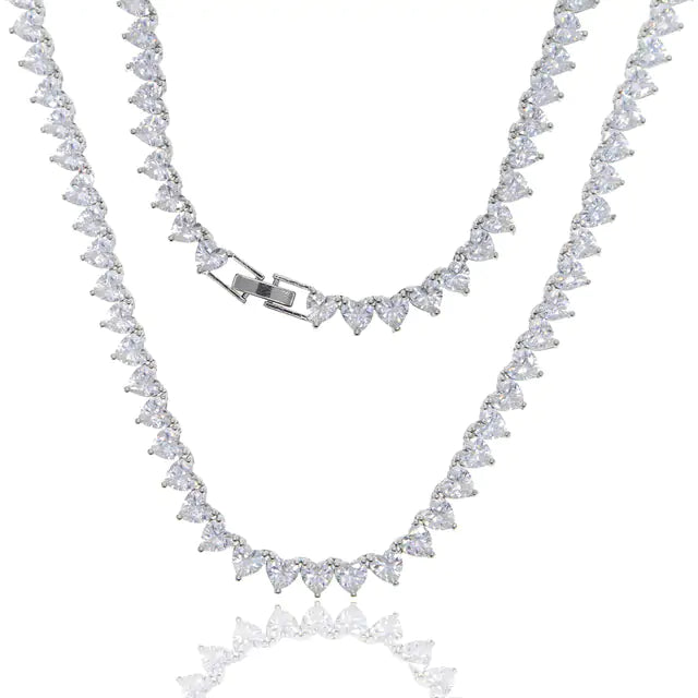 Heart CZ Tennis Necklace